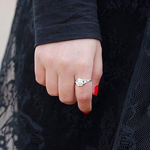 S925 Sterling Silver Rose Ring Women's Women و Simple Tair Ring in Kuwait