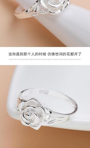 S925 Sterling Silver Rose Ring Women's Women و Simple Tair Ring in Kuwait