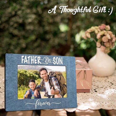 classic wood frame with black metal stand - father & son forever - wooden frame for 4"x 6" vertical picture, gift for dad, rustic photo frame, father's day gift and decorations (A02) in Saudi Arabia