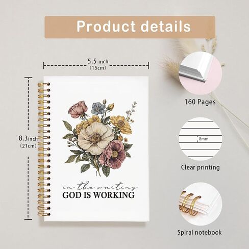 Bible Journal, God is Working Vintage Floral Christian Notebook, Bible Study Journal for Women, Spiral Faith Notebook for Bible Notes & Prayer, Cute Scripture Notebook A5 5.5x8.3 in Saudi Arabia