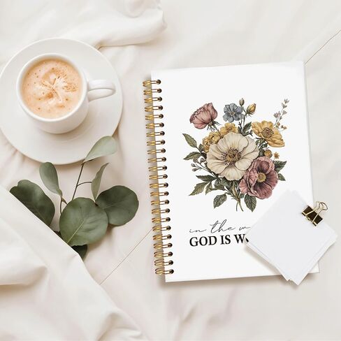 Bible Journal, God is Working Vintage Floral Christian Notebook, Bible Study Journal for Women, Spiral Faith Notebook for Bible Notes & Prayer, Cute Scripture Notebook A5 5.5x8.3 in Saudi Arabia