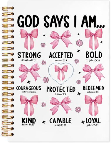 SNNDER Coquette Pink Bow Cherry Christian Notebook Journal, James 1:17 Bible Journal for Women, Church Notes Notebook, Prayer Journal for Woman, Scripture Hardcover Spiral Notebook 5.5x8.3 Inch in Saudi Arabia