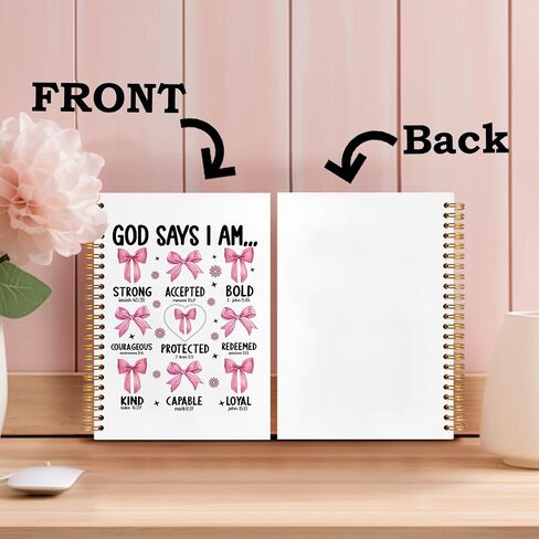 SNNDER Coquette Pink Bow Cherry Christian Notebook Journal, James 1:17 Bible Journal for Women, Church Notes Notebook, Prayer Journal for Woman, Scripture Hardcover Spiral Notebook 5.5x8.3 Inch in Saudi Arabia