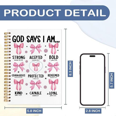 SNNDER Coquette Pink Bow Cherry Christian Notebook Journal, James 1:17 Bible Journal for Women, Church Notes Notebook, Prayer Journal for Woman, Scripture Hardcover Spiral Notebook 5.5x8.3 Inch in Saudi Arabia