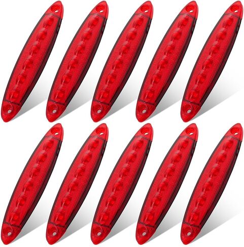 Justech 10 Pcs 6 LED White Side Marker Light, Waterproof Trailer Marker Lights Kit, Universal 12V Indicator Lights Rear Side Marker Clearance Lights for Truck Trailer Bus Cab RV Van in Kuwait