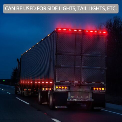 Justech 10 Pcs 6 LED White Side Marker Light, Waterproof Trailer Marker Lights Kit, Universal 12V Indicator Lights Rear Side Marker Clearance Lights for Truck Trailer Bus Cab RV Van in Kuwait