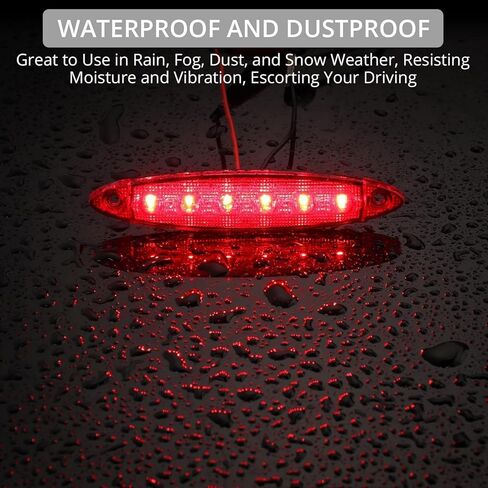Justech 10 Pcs 6 LED White Side Marker Light, Waterproof Trailer Marker Lights Kit, Universal 12V Indicator Lights Rear Side Marker Clearance Lights for Truck Trailer Bus Cab RV Van in Kuwait