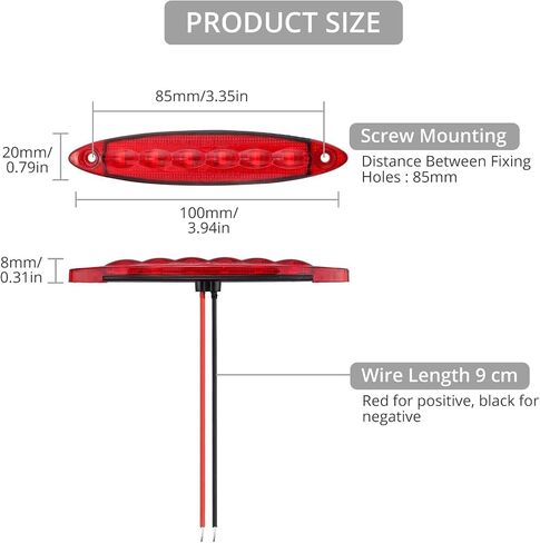 Justech 10 Pcs 6 LED White Side Marker Light, Waterproof Trailer Marker Lights Kit, Universal 12V Indicator Lights Rear Side Marker Clearance Lights for Truck Trailer Bus Cab RV Van in Kuwait