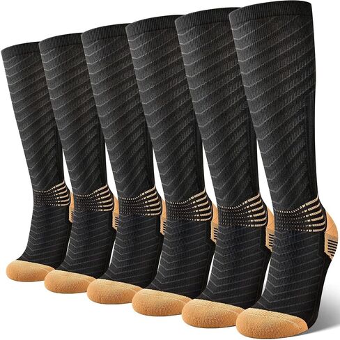 IRAMY Copper Compression Socks Women Men 20-30 mmHg Ankle Support V-Shape Compression Coolmax Wicking Knee High Socks in Saudi Arabia