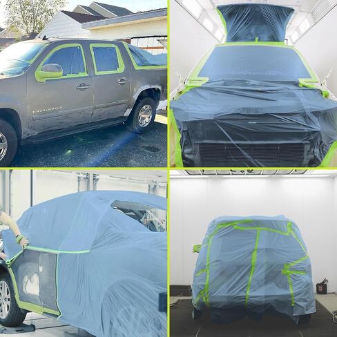Tangibay Pre-Taped Masking Film for Painting - 44" x 66' Painters Plastic Sheeting with Automotive Paint Tape and Drape for Covering Cars, Walls, Windows and Furniture Protection (12 Rolls) in Saudi Arabia