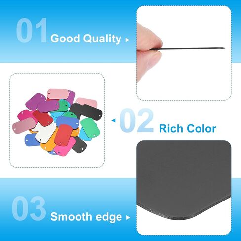 MECCANIXITY Blank Dog Tags Rectangle Blank Aluminum Blank Keychains Two Size Length Ball Steel Chains Metal Personalized Pet Tags with Hanging Hole for DIY Crafts Black, 50 Set in Saudi Arabia