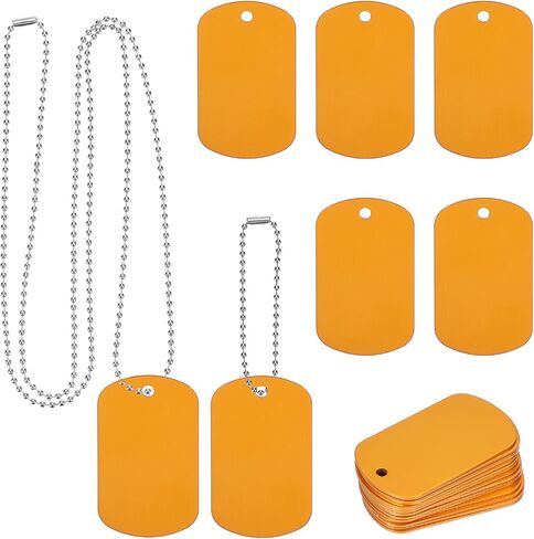 MECCANIXITY Blank Dog Tags Rectangle Blank Aluminum Blank Keychains Two Size Length Ball Steel Chains Metal Personalized Pet Tags with Hanging Hole for DIY Crafts Black, 50 Set in Saudi Arabia