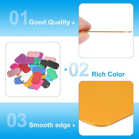 MECCANIXITY Blank Dog Tags Rectangle Blank Aluminum Blank Keychains Two Size Length Ball Steel Chains Metal Personalized Pet Tags with Hanging Hole for DIY Crafts Black, 50 Set in Saudi Arabia