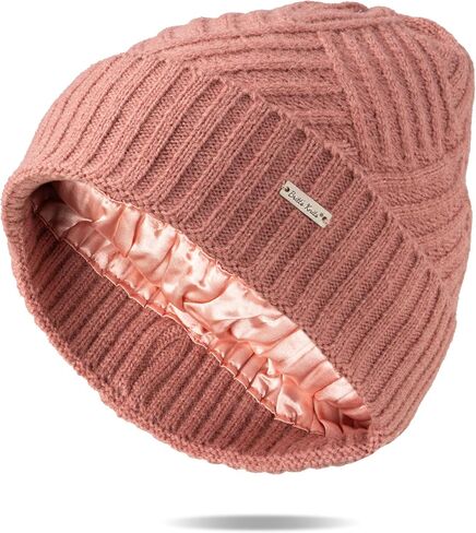 Britt's Knits Satin Lined Beanie Winter Hat for Women Stylish Cold Weather Womens Warm Hat - Black in Saudi Arabia