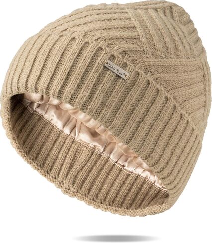 Britt's Knits Satin Lined Beanie Winter Hat for Women Stylish Cold Weather Womens Warm Hat - Black in Saudi Arabia
