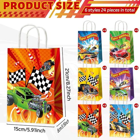 24pcs سيارة الساخنة عيد ميلاد سعيد لحزب الحفلات الأكياس العجلات لوازم حفلات السباق حفلات سيارة معالجة الأكياس الساخنة لعبة عيد ميلاد سعيد هدية جيدة للاستحمام الطفل وساخ in Kuwait
