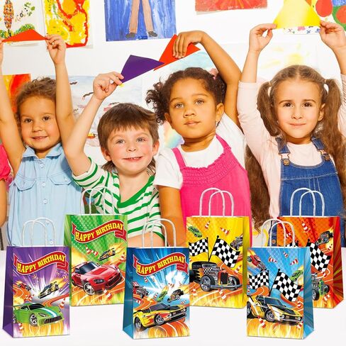 24pcs سيارة الساخنة عيد ميلاد سعيد لحزب الحفلات الأكياس العجلات لوازم حفلات السباق حفلات سيارة معالجة الأكياس الساخنة لعبة عيد ميلاد سعيد هدية جيدة للاستحمام الطفل وساخ in Kuwait