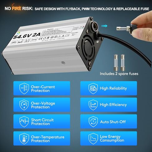 54.6V 2A Charger for 48V Lithium-ion Battery ebike Charger Electric Bike Charger Electric Scooter Charger Hoverboard Charger Universal Replacement Charger with 7 Connectors in Saudi Arabia