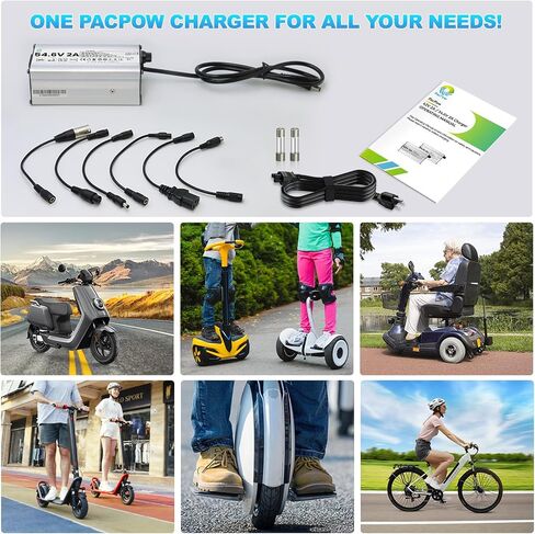 54.6V 2A Charger for 48V Lithium-ion Battery ebike Charger Electric Bike Charger Electric Scooter Charger Hoverboard Charger Universal Replacement Charger with 7 Connectors in Saudi Arabia