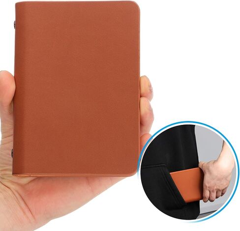 PATIKIL 6 Ring Binder Cover, 2 Pack A7 Leather Notebook Binder Mini Refillable Loose Leaf Personal Planner with 50 Sheets Line Paper, Brown in Saudi Arabia