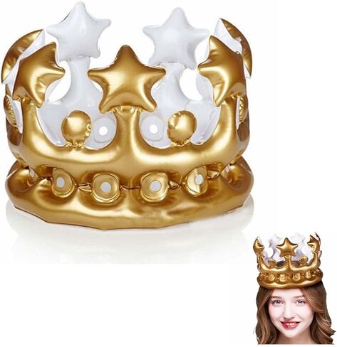 4 Pcs Inflatable Crown Carnival Costume King Costume Kid Crown Hairband Kids Golden Crown 1 Birthday in Saudi Arabia
