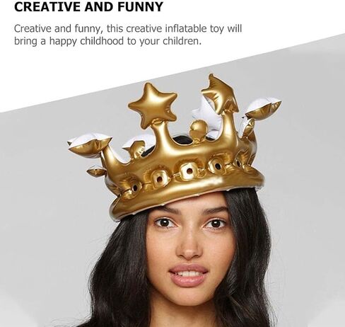 4 Pcs Inflatable Crown Carnival Costume King Costume Kid Crown Hairband Kids Golden Crown 1 Birthday in Saudi Arabia