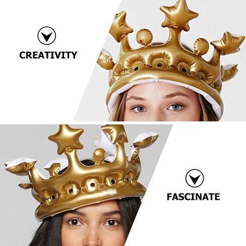 4 Pcs Inflatable Crown Carnival Costume King Costume Kid Crown Hairband Kids Golden Crown 1 Birthday in Kuwait