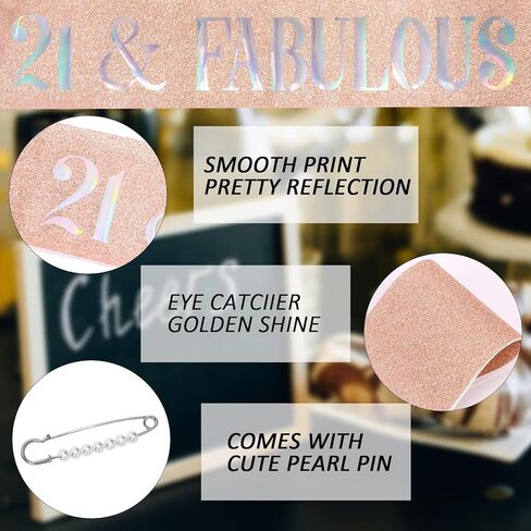 Rose Gold 21th Birthday Decorations for Girls, 21st Birthday Girl Decorations Set - 21st Birthday Sash and Crown for Gifts, Happy 21st Birthday Decorations Birthday Tiara for Girls in Kuwait