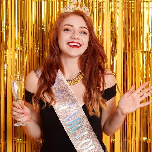 Rose Gold 21th Birthday Decorations for Girls, 21st Birthday Girl Decorations Set - 21st Birthday Sash and Crown for Gifts, Happy 21st Birthday Decorations Birthday Tiara for Girls in Kuwait