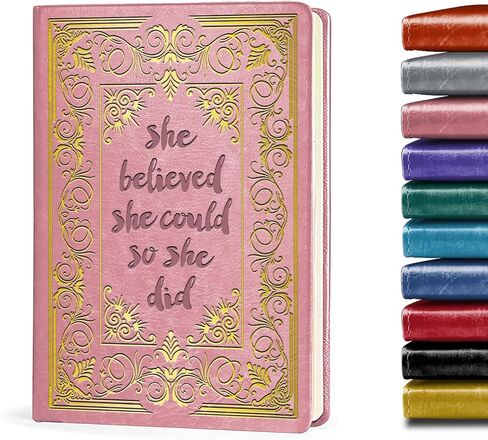 Inspirational Gifts for Women She Believed She Could So She Did Leather Notebook,Green A5 Lined Leather Journal Notebook,200 Pages 100 Gsm Hardcover Executive Notebooks for Sister Friends Bestie (Green) in Saudi Arabia