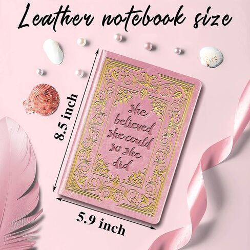 Inspirational Gifts for Women She Believed She Could So She Did Leather Notebook,Green A5 Lined Leather Journal Notebook,200 Pages 100 Gsm Hardcover Executive Notebooks for Sister Friends Bestie (Green) in Saudi Arabia