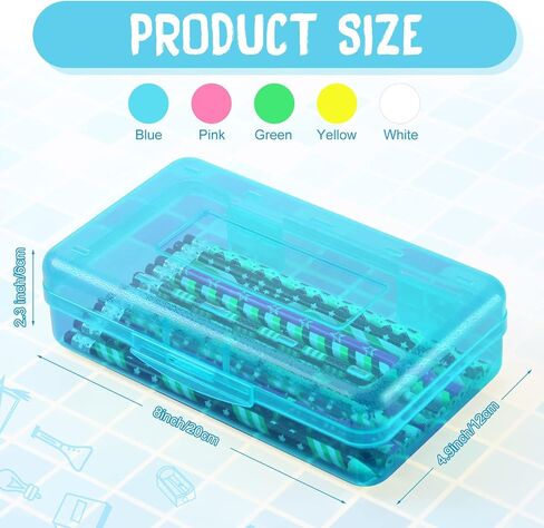10 Pcs Plastic Pencil Boxes Bulk Clear Large Capacity Pencil Cases with Snap Tight Lid, Crayon Box Storage Organizer Containers for School Office Supplies Student Adult Multi Purpose (Multicolored) in Saudi Arabia