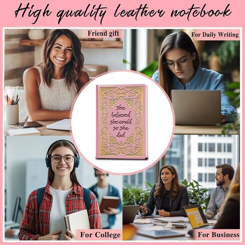 Inspirational Gifts for Women She Believed She Could So She Did Leather Notebook,Green A5 Lined Leather Journal Notebook,200 Pages 100 Gsm Hardcover Executive Notebooks for Sister Friends Bestie (Green) in Saudi Arabia