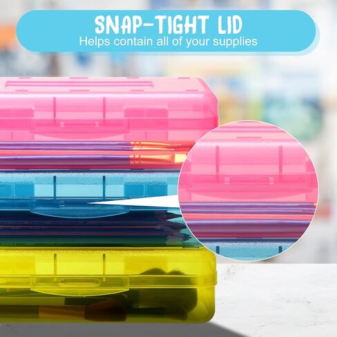10 Pcs Plastic Pencil Boxes Bulk Clear Large Capacity Pencil Cases with Snap Tight Lid, Crayon Box Storage Organizer Containers for School Office Supplies Student Adult Multi Purpose (Multicolored) in Saudi Arabia
