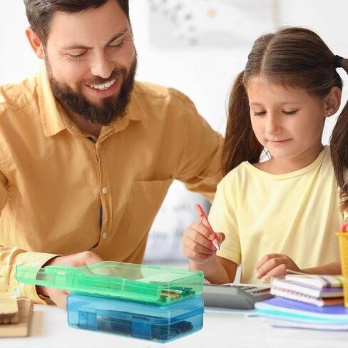 10 Pcs Plastic Pencil Boxes Bulk Clear Large Capacity Pencil Cases with Snap Tight Lid, Crayon Box Storage Organizer Containers for School Office Supplies Student Adult Multi Purpose (Multicolored) in Saudi Arabia