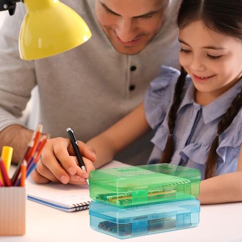 10 Pcs Plastic Pencil Boxes Bulk Clear Large Capacity Pencil Cases with Snap Tight Lid, Crayon Box Storage Organizer Containers for School Office Supplies Student Adult Multi Purpose (Multicolored) in Saudi Arabia