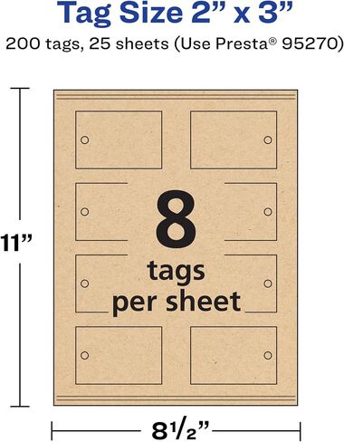 علامات AVERY قابلة للطباعة قابلة للطباعة مع تقنية التغذية المؤكدة ، 2 "× 3" ، Kraft Brown Cardstock ، وطباعة إلى الحافة ، والليزر/الحبر ، 200 in Kuwait