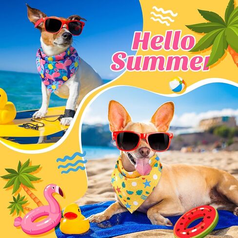 50 Pieces Summer Dog Bandanas Bulk Hawaiian Bandanas Bibs Triangle Dog Scarf Dog Kerchief Set Dog Bandanas with Fruit Leave Flamingo Patterns for Summer Pet Costume Accessories Decoration in Kuwait