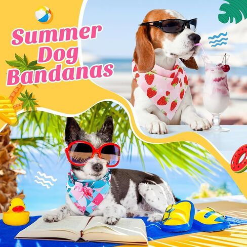 50 Pieces Summer Dog Bandanas Bulk Hawaiian Bandanas Bibs Triangle Dog Scarf Dog Kerchief Set Dog Bandanas with Fruit Leave Flamingo Patterns for Summer Pet Costume Accessories Decoration in Kuwait