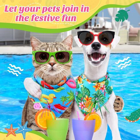 50 Pieces Summer Dog Bandanas Bulk Hawaiian Bandanas Bibs Triangle Dog Scarf Dog Kerchief Set Dog Bandanas with Fruit Leave Flamingo Patterns for Summer Pet Costume Accessories Decoration in Kuwait