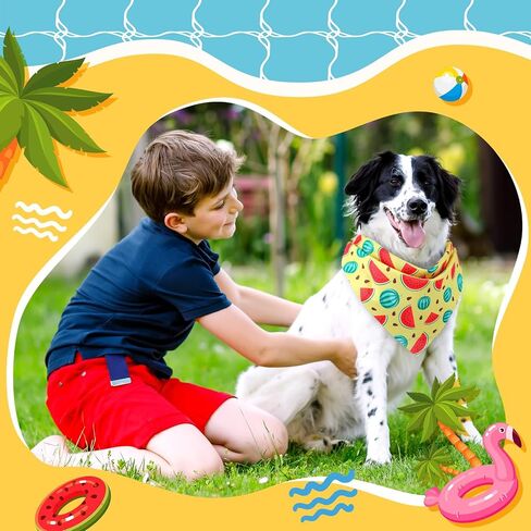 50 Pieces Summer Dog Bandanas Bulk Hawaiian Bandanas Bibs Triangle Dog Scarf Dog Kerchief Set Dog Bandanas with Fruit Leave Flamingo Patterns for Summer Pet Costume Accessories Decoration in Kuwait