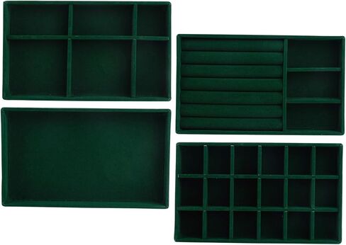 Framendino, 4 Pack Beige Velvet Jewelry Trays Stackable Organizer Drawer Inserts Container Display Case for Earrings Bracelets Necklace in Saudi Arabia