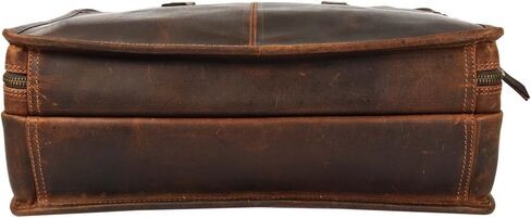 Buffalo Leather Briefcase - Hickory Brown, 17 Inch Laptop Bag with Adjustable Strap, Multi-Purpose Pockets, Durable & Stylish Design in Saudi Arabia
