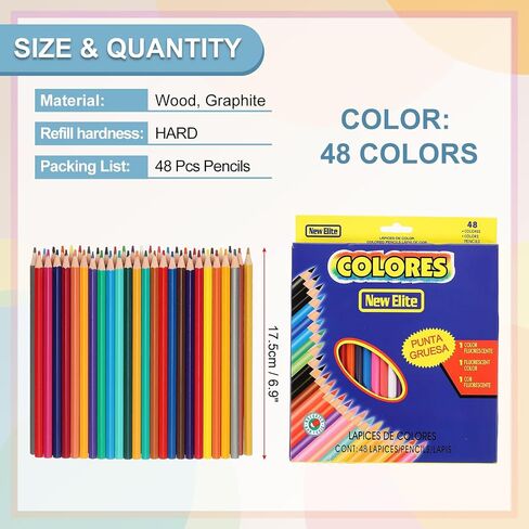 PATIKIL 48 Colors Coloring Pencils Set, Soft Core Colored Pencils Hexagonal Shape Coloring Drawing Pencil for Sketching Blending DIY Crafts in Saudi Arabia