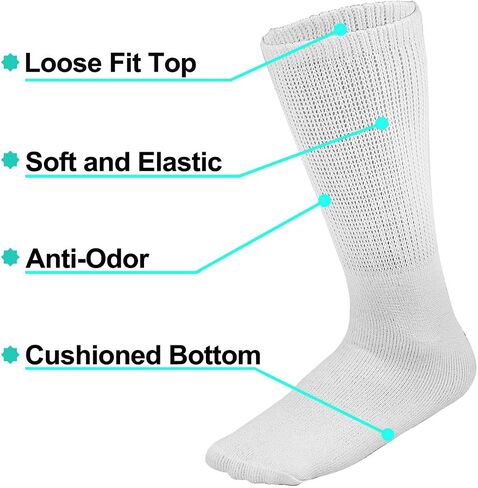 Falari 12-Pack Crew Length Diabetic and Circulatory Non Binding Physicians Approved Socks 13-15 Gray in Kuwait