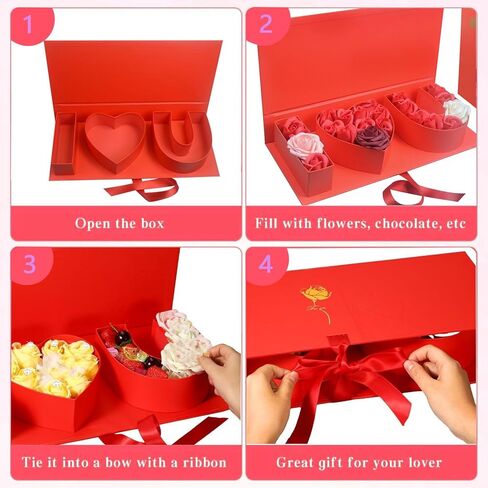 Valentines Day Flower Gift Box: "i Heart U" Letter Large Flower Boxes with Ribbon for Christmas, Wedding Party, Mothers Birthday Love Favors, Bridal Shower Chocolate Packaging, Rose Bouquet Present (black) in Kuwait