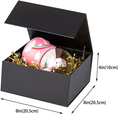 Black Gift Boxes 16 Pack, Gift Boxes in Bulk, Collapsible Gift Box with Lid Magnetic Closure, Packaging for Small Business, Parties Apparel, Retail (Black 8x8x4 inch Pack of 16) in Kuwait