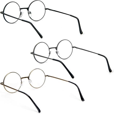 3 Pack Round Frame Reading Glasses Blue Light Blocking Reader Metal Full Frame Retro Glasses in Kuwait