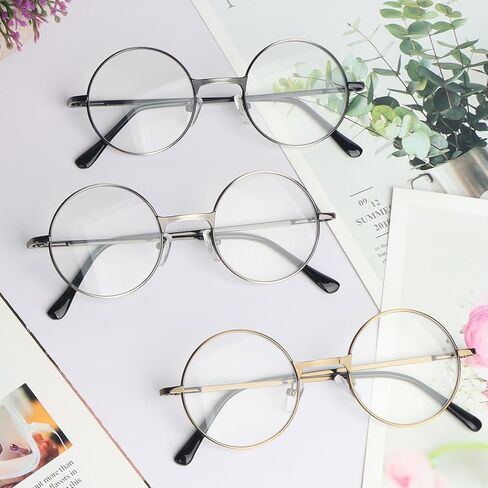 3 Pack Round Frame Reading Glasses Blue Light Blocking Reader Metal Full Frame Retro Glasses in Kuwait
