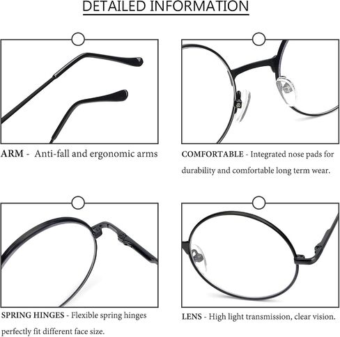3 Pack Round Frame Reading Glasses Blue Light Blocking Reader Metal Full Frame Retro Glasses in Kuwait